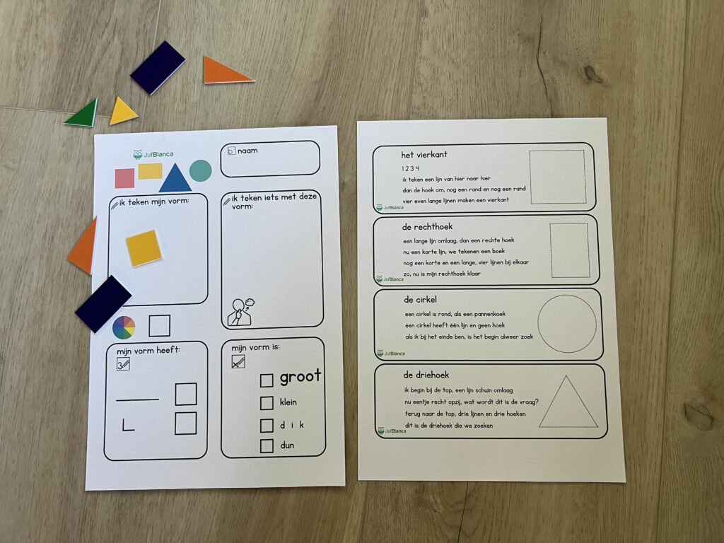 Onderzoeksblad vormen + versjes - Juf Bianca
